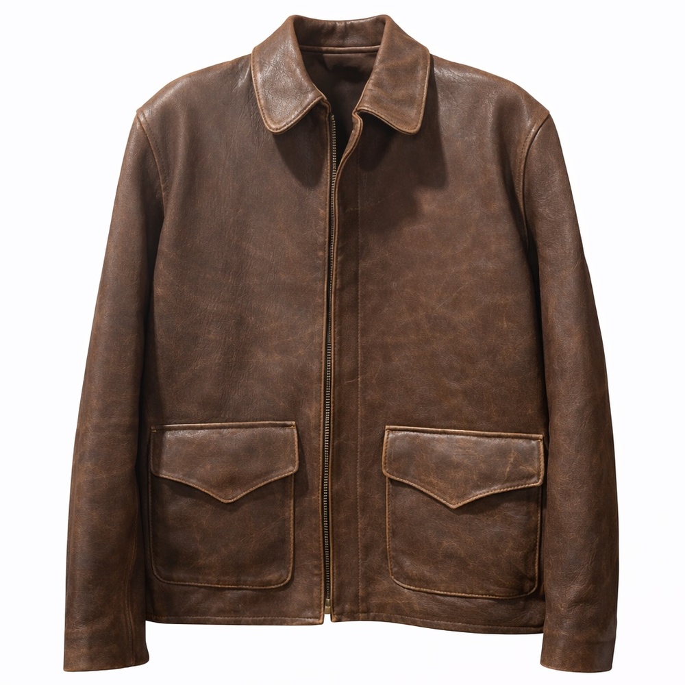 Wested Leather Co Genuine Leather Jacket Brown Indiana Jones Style Size 42